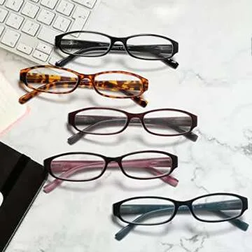 Kerecsen 5 Pack Stylish Reading Glasses for Women