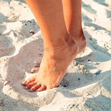 Durable 14K Gold Plated Adjustable Anklets for Women