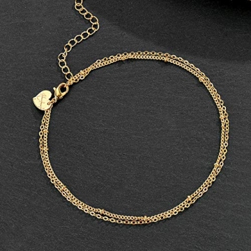 Durable 14K Gold Plated Adjustable Anklets for Women
