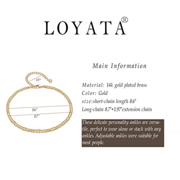 Durable 14K Gold Plated Adjustable Anklets for Women