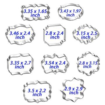 Kanehosi Frame Cookie Cutters 10pcs Stainless Steel Plaque Cookie Cutter Difference Shapes, DIY Fondant Cutters Tiles Metal Pancake Molds for Biscuit Wedding Baking Decorations Holiday Birthday Party