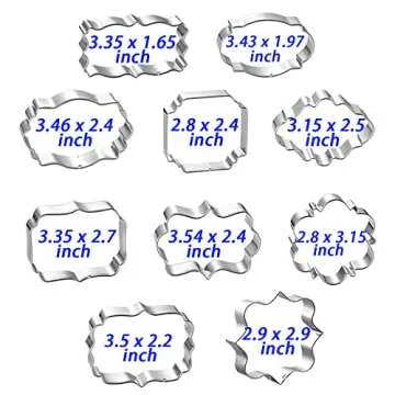 Kanehosi Frame Cookie Cutters 10pcs Stainless Steel Plaque Cookie Cutter Difference Shapes, DIY Fondant Cutters Tiles Metal Pancake Molds for Biscuit Wedding Baking Decorations Holiday Birthday Party