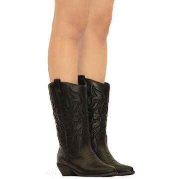 MVE Shoes Womens Stylish Comfortable Closed Toe Cowgirl Mid Calf Boots …