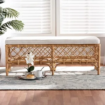 Baxton Studio Orchard Bench - Modern Rattan Seating for Home