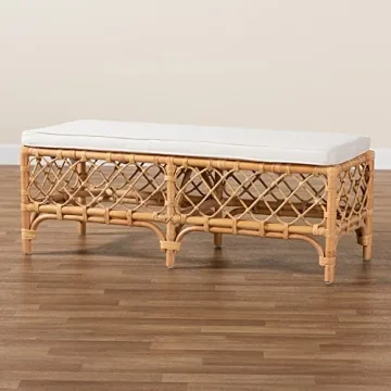 Baxton Studio Orchard Bench - Modern Rattan Seating for Home