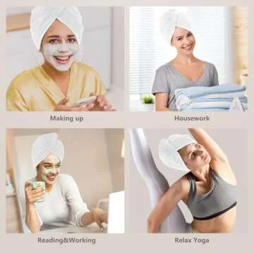 AIDEA Microfiber Hair Towel Wrap, 2 Pack Hair Turbans, Super Absorbent Quick Dry Hair Towel Wrap for All Hair Types Anti Frizz, 26"×10", White