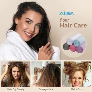 AIDEA Microfiber Hair Towel Wrap, 2 Pack Hair Turbans, Super Absorbent Quick Dry Hair Towel Wrap for All Hair Types Anti Frizz, 26"×10", White