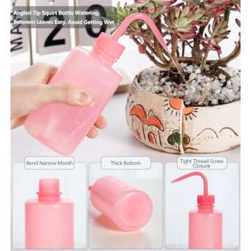 Melphoe Tattoo Wash Bottle Squeeze, 2Pcs 250ml Water Squirt Bottle Succulent Watering, Safety Rinse Watering Tools, Tattoo Supplies, Irrigation Sprinkling Can Wash Plant (Pink)