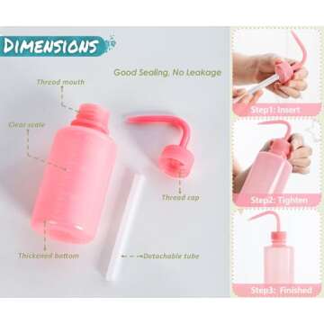 Melphoe Tattoo Wash Bottle Squeeze, 2Pcs 250ml Water Squirt Bottle Succulent Watering, Safety Rinse Watering Tools, Tattoo Supplies, Irrigation Sprinkling Can Wash Plant (Pink)