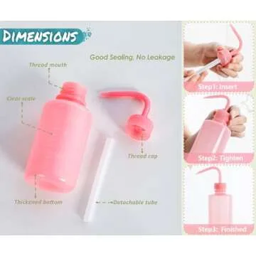 Melphoe Tattoo Wash Bottle Squeeze, 2Pcs 250ml Water Squirt Bottle Succulent Watering, Safety Rinse Watering Tools, Tattoo Supplies, Irrigation Sprinkling Can Wash Plant (Pink)