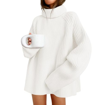 ZESICA Women's Cozy Oversized Turtleneck Sweater - Perfect for Fall & Winter