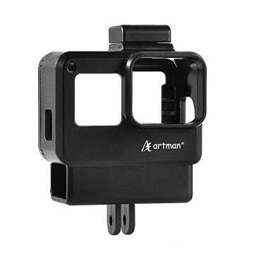 Artman Protective Vlogging Housing Case Suitable for Hero 7/6/5 Black, Hero 2018 Action Camera (with Cold Shoe Adapter)