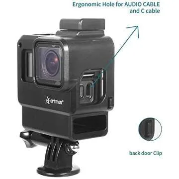 Artman Protective Vlogging Housing Case Suitable for Hero 7/6/5 Black, Hero 2018 Action Camera (with Cold Shoe Adapter)