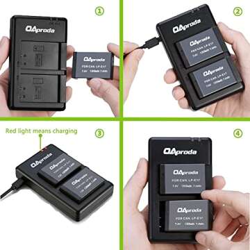 OAproda Dual USB LP-E17 Charger Pack for Canon Cameras