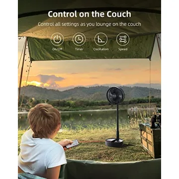 Koonie 8-inch Foldaway Fan with Remote Control and Battery