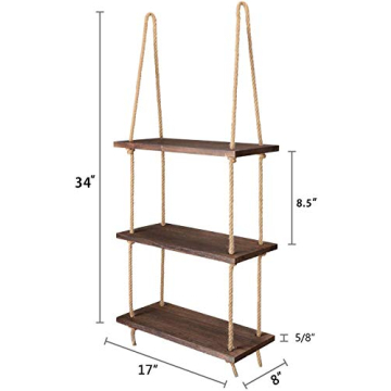 Mkono Rustic 3 Tier Floating Wood Shelf for Home Decor