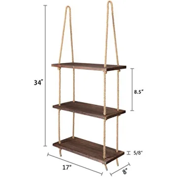 Mkono Rustic 3 Tier Floating Wood Shelf for Home Decor