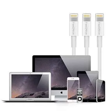 FEEL2NICE Short Lighting Cable Pack for iPhone - 7 inch Fast Charged