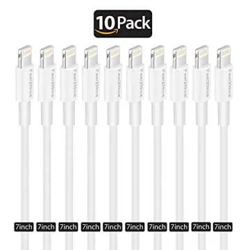 FEEL2NICE Short Lighting Cable Pack for iPhone - 7 inch Fast Charged