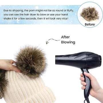 Arctic Paw Womens Beanies for Winter Cable Knit Beanie Hat Faux Fur Pompom Ears White