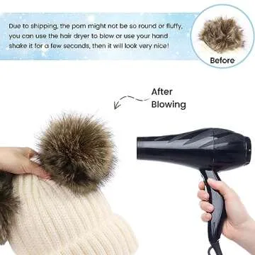 Arctic Paw Womens Beanies for Winter Cable Knit Beanie Hat Faux Fur Pompom Ears White