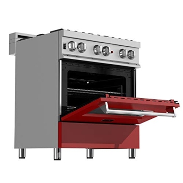 ZLINE Legacy 30" Dual Fuel Range in Red Matte & Stainless Steel