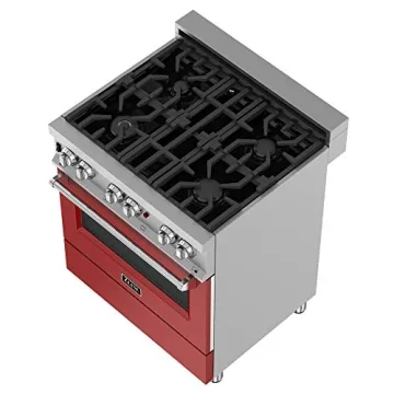 ZLINE Legacy 30" Dual Fuel Range in Red Matte & Stainless Steel