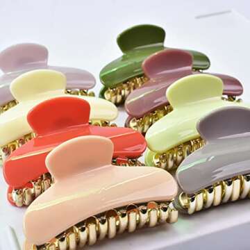 Mistofu 2PCS 3.4 inches medium Hair Claw Beautiful Lines Simple Retro Classic Hair Clips French Design Barrettes Print Fashion 90's Accessories for Women Girls （zebra pattern） (White-A)