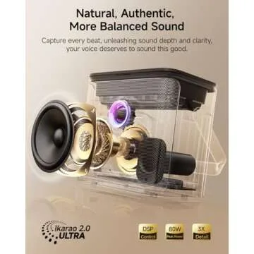 Ikarao Karaoke Machine with Lyrics Display & 2 Mics