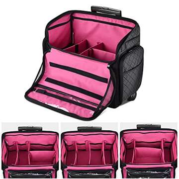 BYOOTIQUE Rolling Makeup Train Case - Portable Stylist Organizer with Wheels