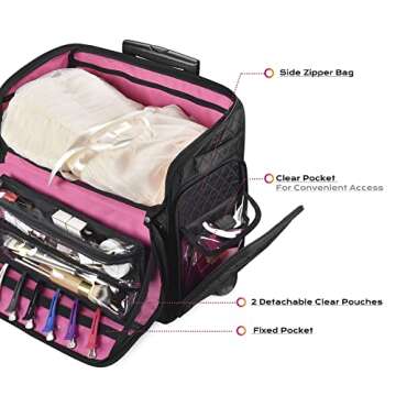 BYOOTIQUE Rolling Makeup Case Stylish Carrier for Beauty Tools