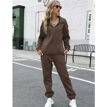 Stylish ROJZR Half Zip Fleece Jogger Set for Women