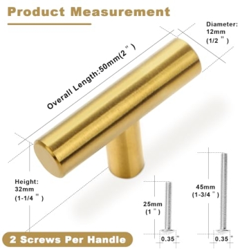 Affordable Stylish Estmoon Brushed Brass Cabinet Knobs