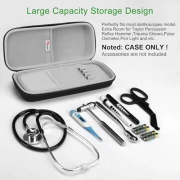 Opoway Stethoscope Carrying Case, Hard Stethoscope Case Compatible for 3M Littmann Classic III, Cardiology IV Diagnostic, MDF Acoustica Stethoscopes and Other Nurse Accessories (Black)