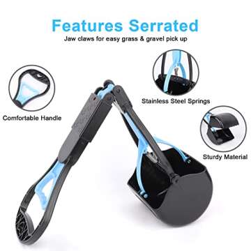 PPOGOO Non-Breakable Pooper Scooper for Large Medium Small Dogs with 24.3inch Long Handle High Stren...