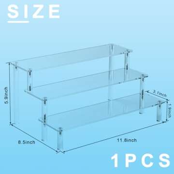 Acrylic Risers Display Stands, 3 Tier Perfume Organizer Display Shelf & Versatile Cupcake Stand Hold...