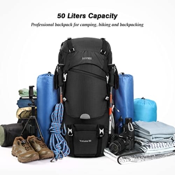 HOMIEE 50L Lightweight Hiking Backpack with Rain Cover