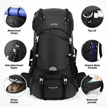 HOMIEE 50L Lightweight Hiking Backpack with Rain Cover