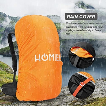 HOMIEE 50L Lightweight Hiking Backpack with Rain Cover