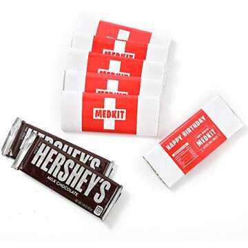 Game Party Supplies Chocolate Bar Medkit Labels with Foil Wrappings for Birthday Party Decorations (...