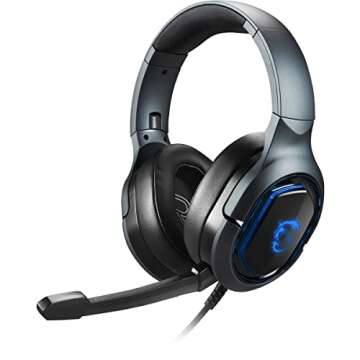 MSI Immerse GH50 Wired Gaming Headset, 7.1 Surround Sound, Foldable Metal Headband, RGB Mystic Light, Carrying Pouch Included, PC/Mac