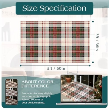 Othilic Christmas 3x5 Entry Rug - Small Washable Indoor Outdoor Mats for Front Door Non-Slip Porch Rug Holiday Tartan Plaid Throw Rugs for Living Room Bedroom Entryway Kitchen Office Porch Decor
