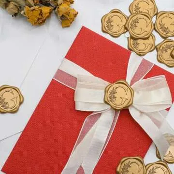 SWANGSA 50 Pack Letter G Wax Seal Stickers, Antique Gold Botanical Leaves Initial Alphabet Self-Adhesive Wax Seal Stickers for Wedding Party Invitation Envelopes