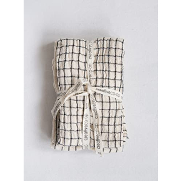 Creative Co-Op Blue & White Cotton Tea Towel Set for Stylish Kitchens