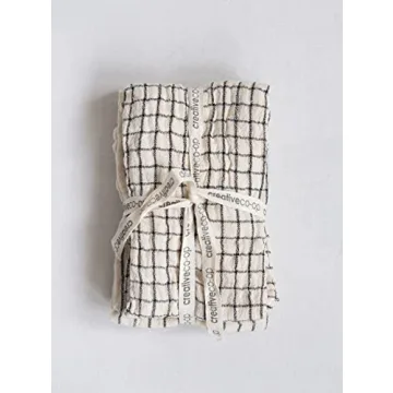 Creative Co-Op Blue & White Cotton Tea Towel Set for Stylish Kitchens
