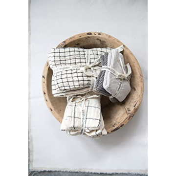 Creative Co-Op Blue & White Cotton Tea Towel Set for Stylish Kitchens