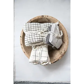 Creative Co-Op Blue & White Cotton Tea Towel Set for Stylish Kitchens