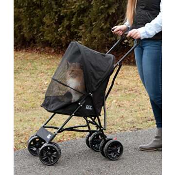 Pet Gear Travel Lite Plus Stroller, Compact, Easy Fold, No Assembly Required, Large Wheels for Cats and Dogs up to 15 pounds, 3 Colors
