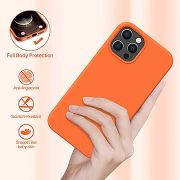 Miracase Compatible with iPhone 12 Pro Max Case, [Soft Anti-Scratch Microfiber Lining], Liquid Silicone Case Gel Rubber Shockproof Drop Protection Phone Case for 12 Pro Max(Orange)