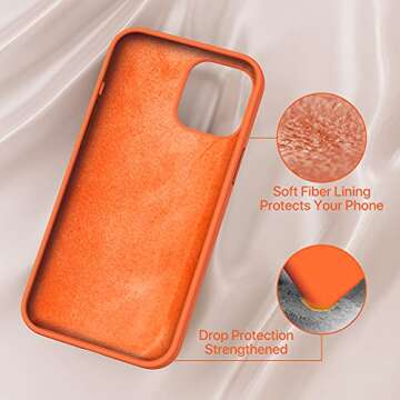 Miracase Compatible with iPhone 12 Pro Max Case, [Soft Anti-Scratch Microfiber Lining], Liquid Silicone Case Gel Rubber Shockproof Drop Protection Phone Case for 12 Pro Max(Orange)